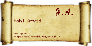 Hohl Arvid névjegykártya